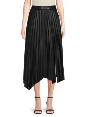 ​Faux Leather Pleated Skirt商品第1张图片规格展示