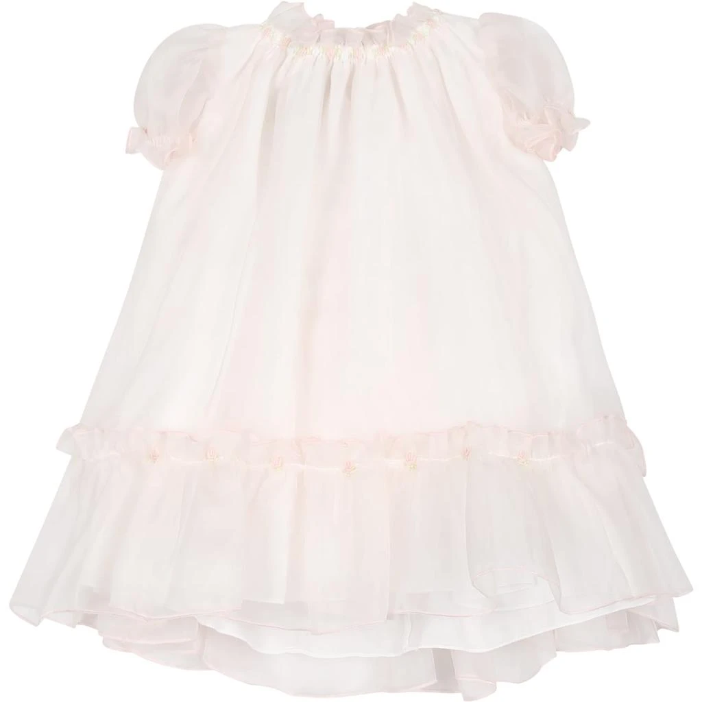 商品LA STUPENDERIA|Pink Dress For Baby Girl With Flowers Embroidered,价格¥2260,第1张图片