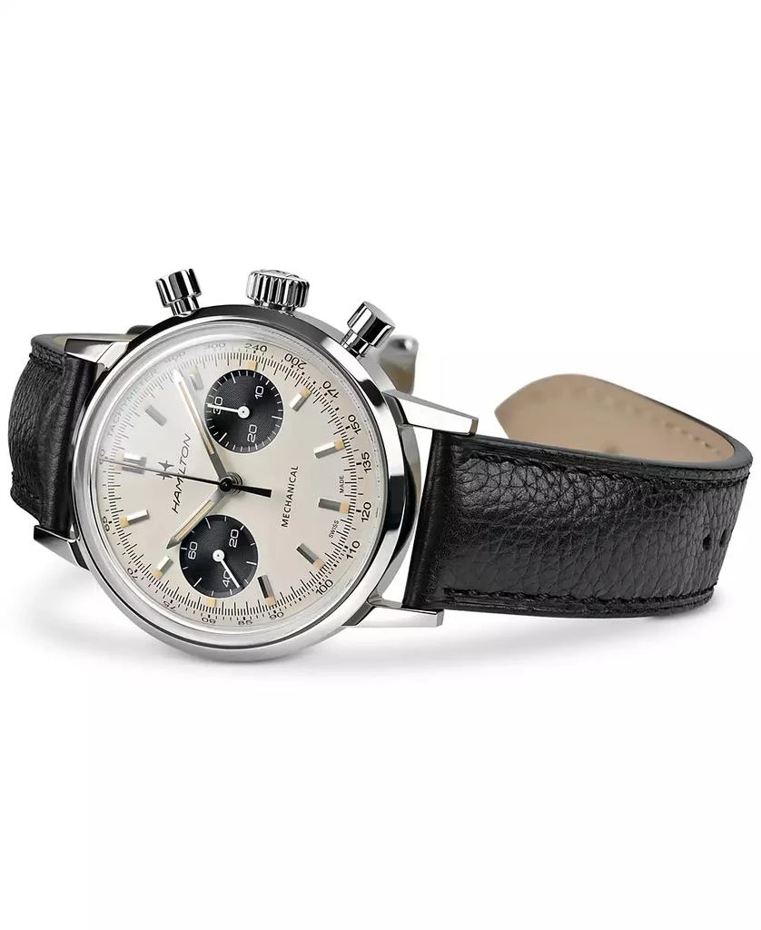 商品Hamilton|Men's Swiss Intra-Matic Chronograph H Black Leather Strap Watch 40mm,价格¥16305,第2张图片详细描述