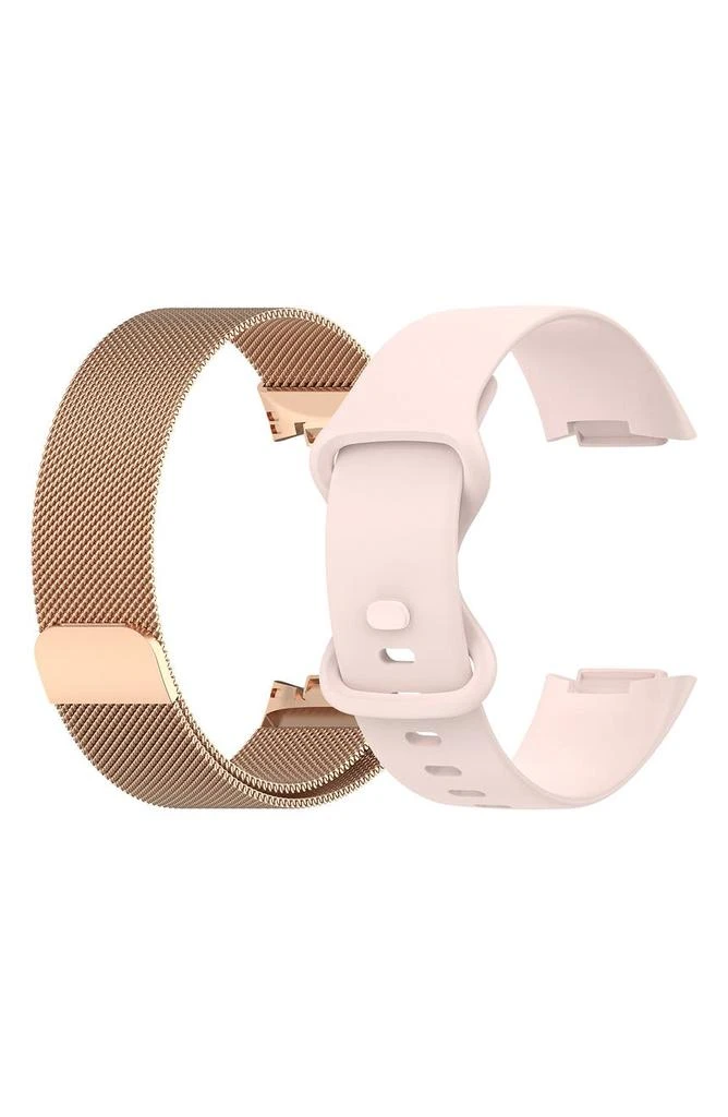 商品The Posh Tech|Assorted 2-Pack Silicone Sport & Stainless Steel Fitbit<sup>®</sup> Watchbands,价格¥271,第2张图片详细描述