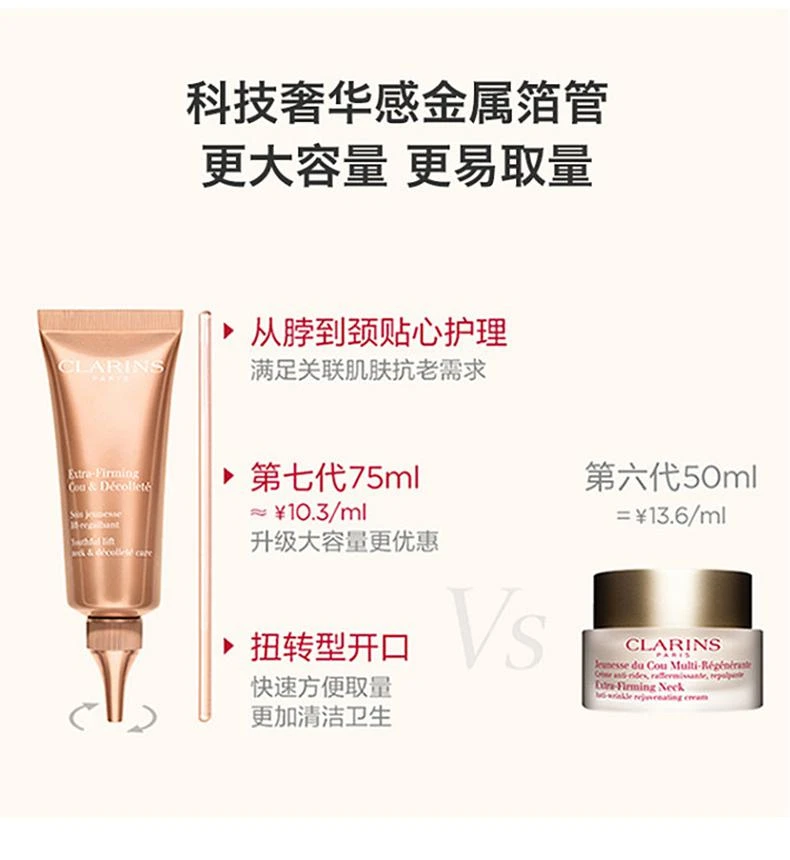 商品Clarins|欧洲直邮Clarins娇韵诗紧肤肩颈霜75ML提拉紧致舒缓保湿滋润美白,价格¥764,第5张图片详细描述