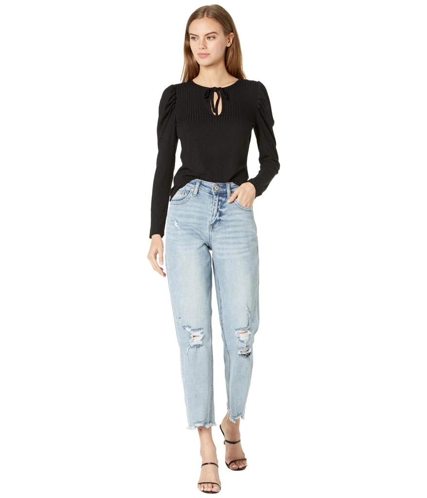 商品1. State|Ribbed Puff Long Sleeve Front Tie Top,价格¥362,第4张图片详细描述