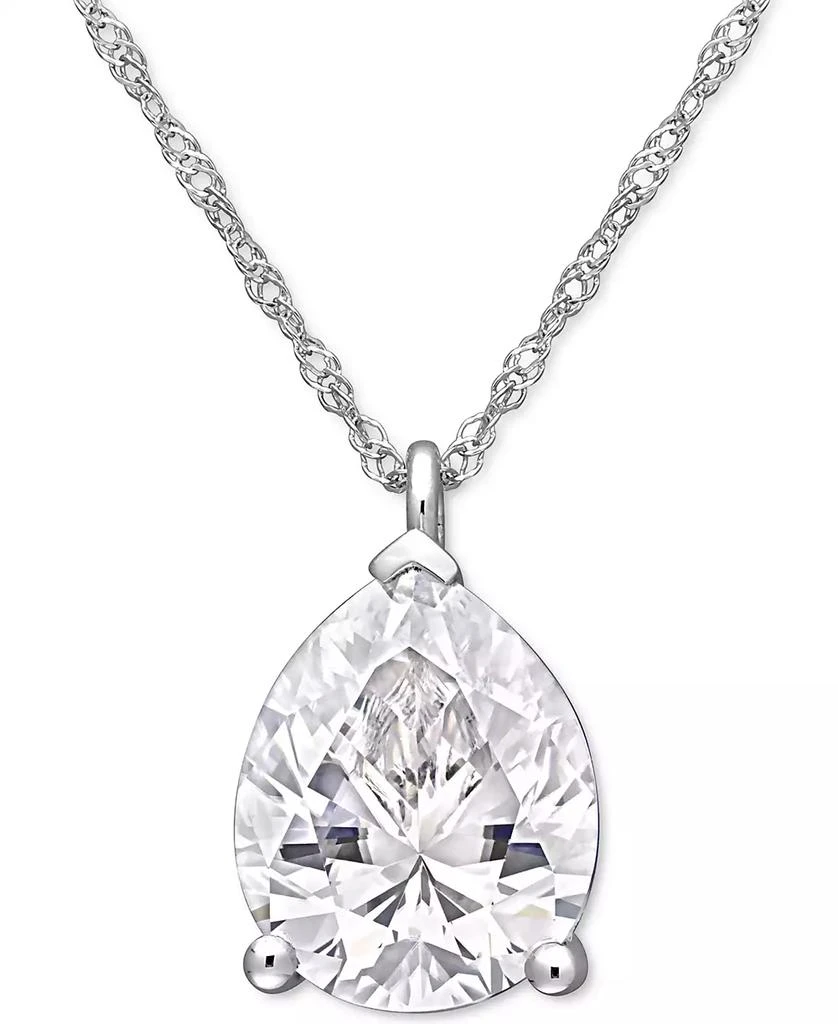 商品Macy's|Lab-Created Moissanite Pear-Cut 17" Pendant Necklace (3-1/4 ct. t.w.) in 14k White Gold,价格¥6471,第1张图片