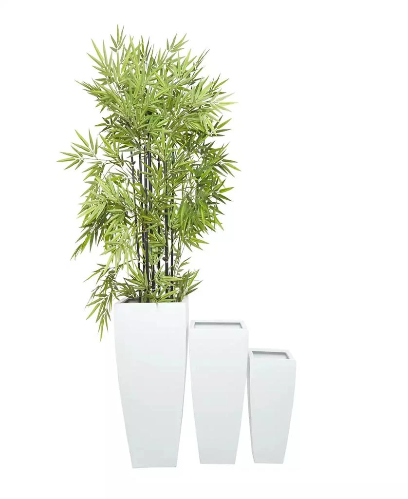 White Metal Indoor Outdoor Light Weight Planter with Tapered Base and Fluted Design Set of 3 商品