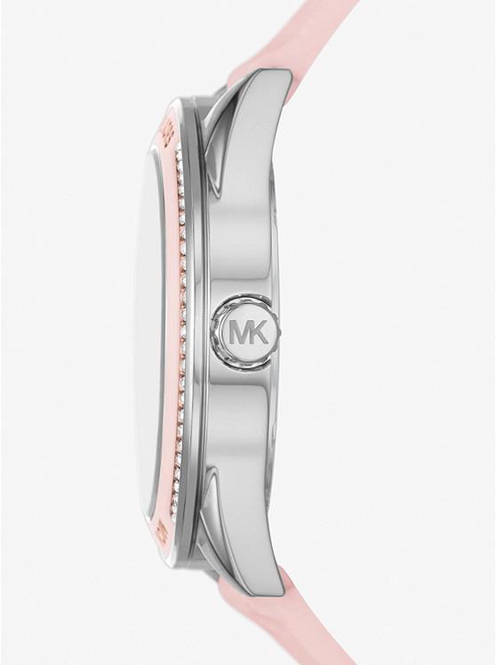 商品Michael Kors|Oversized Jessa Silver-Tone and Embossed Silicone Watch,价格¥1181,第4张图片详细描述