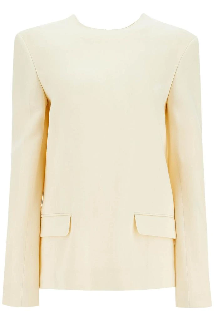 Totême]beige long sleeve top with applied pockets in viscose