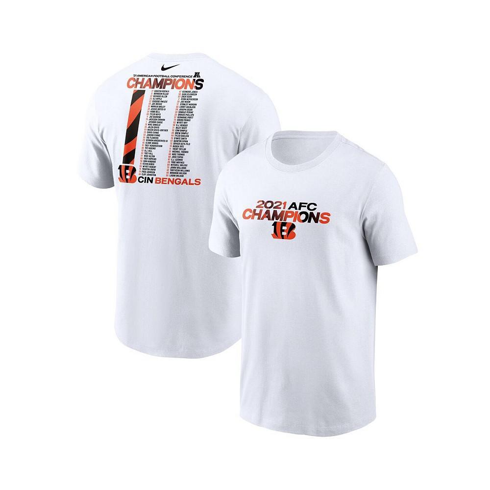 商品NIKE|Men's White Cincinnati Bengals 2021 AFC Champions Roster T-shirt,价格¥313,第1张图片