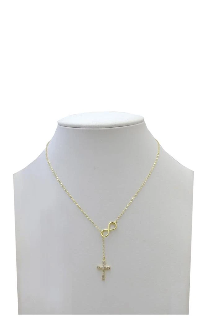 商品Savvy Cie Jewels|18K Yellow Gold Vermeil Inifity & Pave CZ Cross Pendant Necklace,价格¥199,第3张图片详细描述