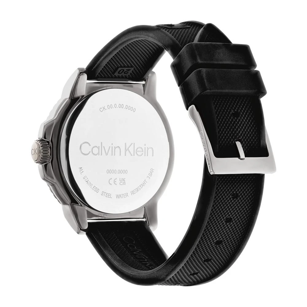 商品Calvin Klein|Men's Black Silicone Strap Watch 44mm,价格¥1081,第3张图片详细描述