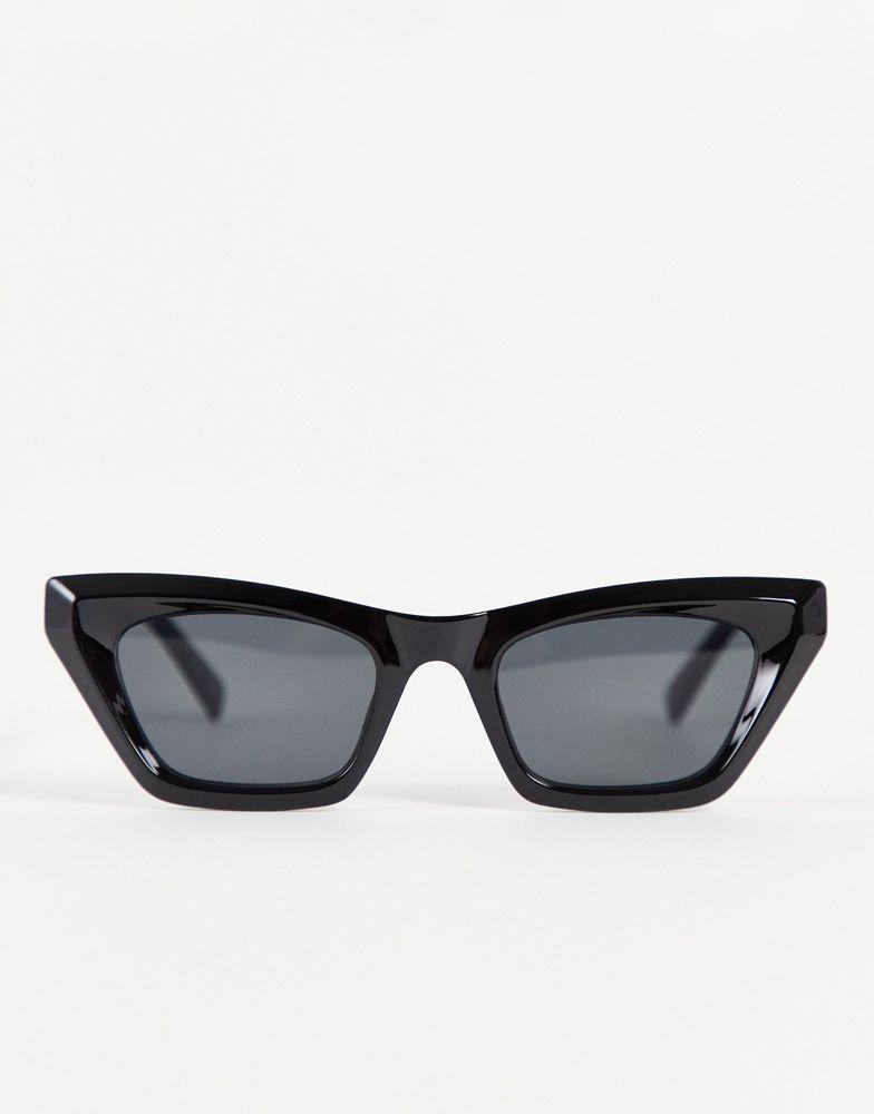 商品ASOS|ASOS DESIGN frame square cat eye sunglasses with bevel in black,价格¥93,第4张图片详细描述
