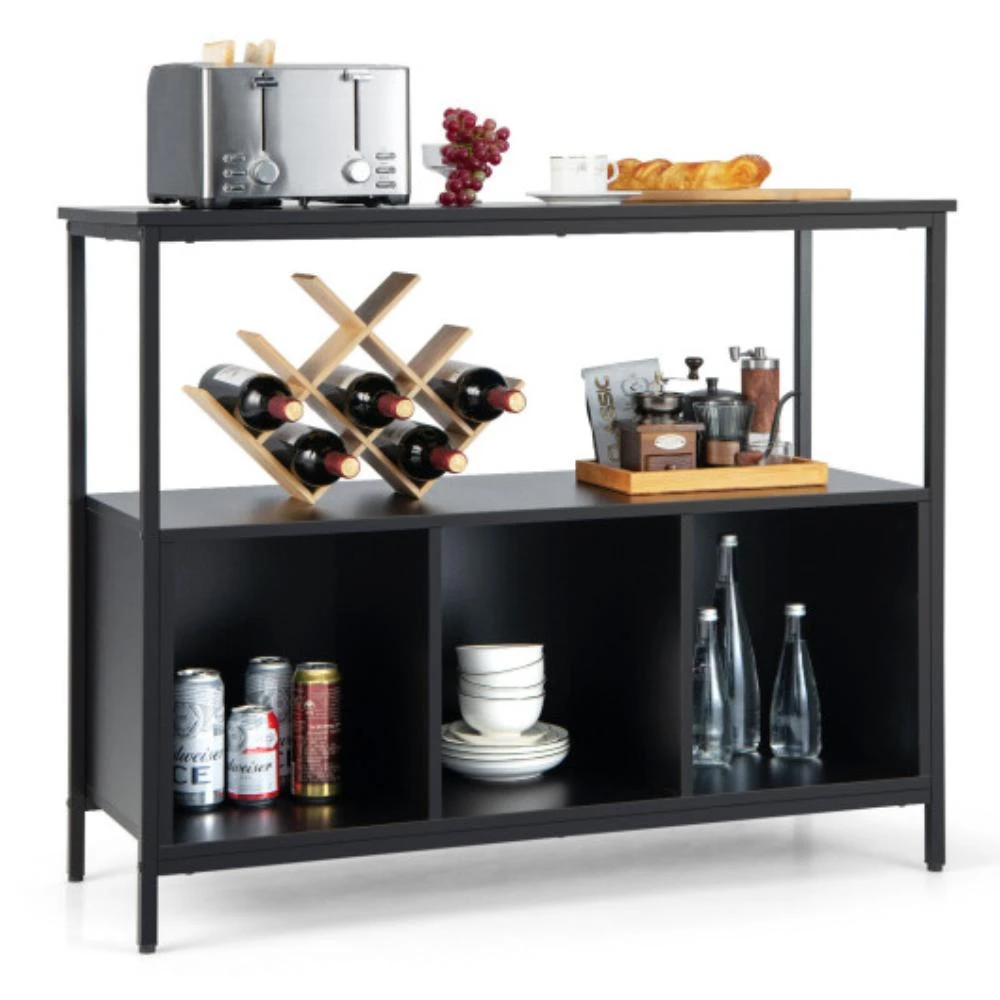 商品Hivvago|Modern Kitchen Buffet Sideboard with 3 Compartments-Black,价格¥1432,第1张图片