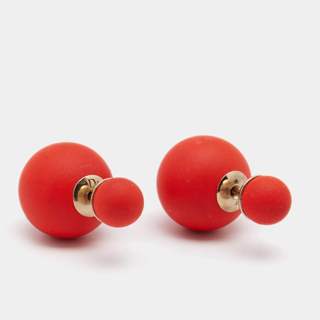 Dior Mise En Dior Tribales Matte Orange Gold Tone Metal Stud Earrings商品第2张图片规格展示