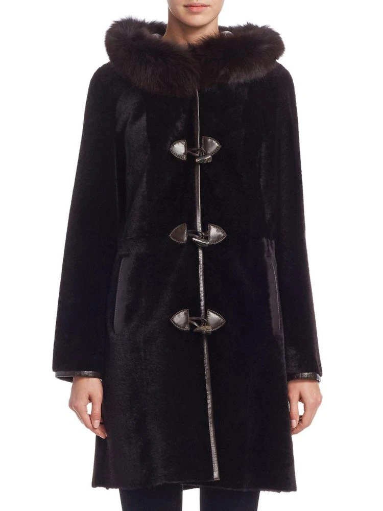 商品Manzoni 24|Fox Fur Hood Reversible Shearling Coat,价格¥15019,第1张图片