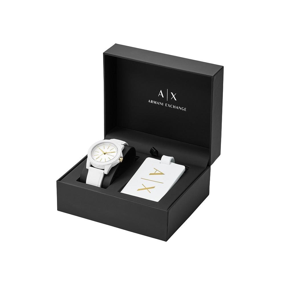 商品Armani Exchange|AX Women's White Silicone Strap Watch with Luggage Tag 36mm,价格¥869,第7张图片详细描述