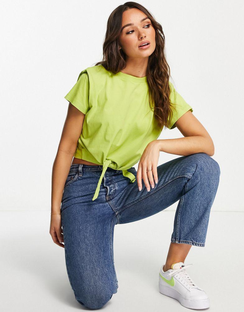 商品ALL SAINTS|Allsaints x ASOS exclusive Coni crop tied tee in lime,价格¥150,第4张图片详细描述