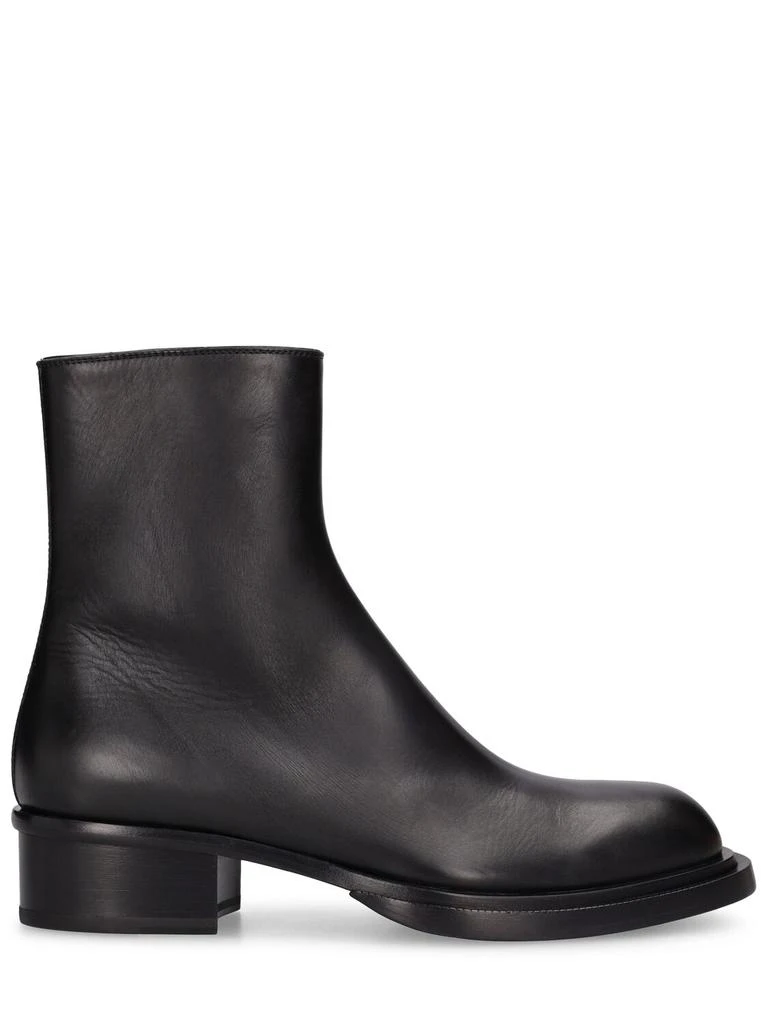 商品Alexander McQueen|Cuban Stack Leather Boots,价格¥11391,第1张图片