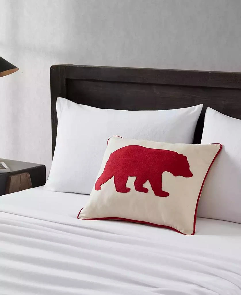 Bear Applique Grey Felt Decorative Pillow, 16" x 20" 商品