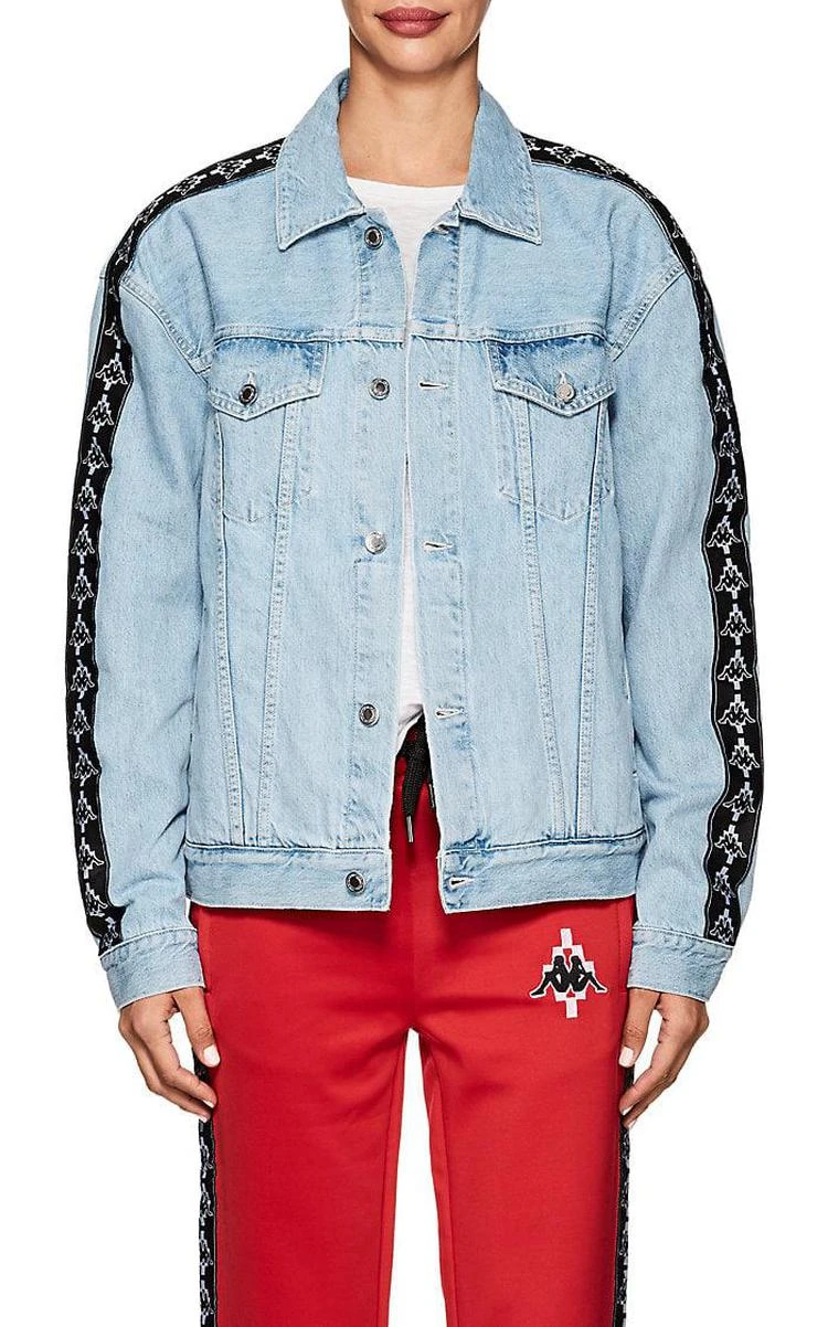 商品Marcelo Burlon|Logo-Jacquard-Trimmed Denim Jacket,价格¥3045,第1张图片