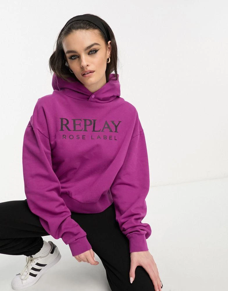 商品Replay|Replay logo hoodie in purple,价格¥840,第1张图片