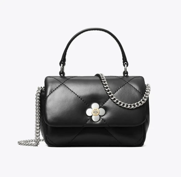 商品Tory Burch|汤丽柏琦 女Kira 菱格纹绗缝四叶草迷你手提链条单肩斜挎包（香港仓发货）,价格¥2155,第1张图片