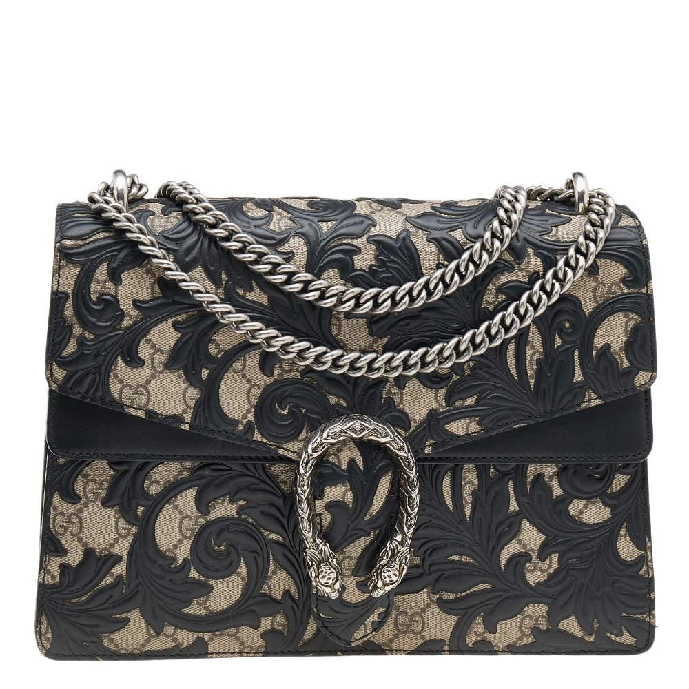 商品[二手商品] Gucci|Gucci Black GG Supreme Canvas and Leather Medium Dionysus Arabesque Shoulder Bag,价格¥10533,第1张图片