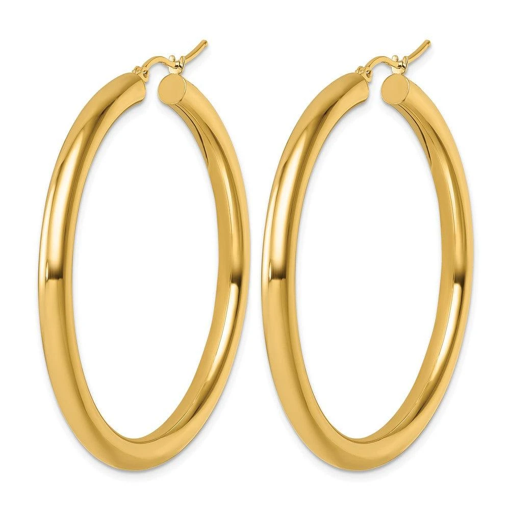 商品Diamond2Deal|14k Yellow Gold 4x50mm Round Hoop Earrings,价格¥11732,第2张图片详细描述