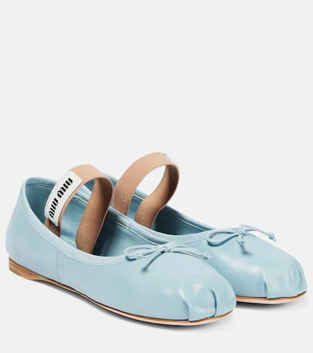 商品Miu Miu|皮革芭蕾舞平底鞋,价格¥9856,第1张图片