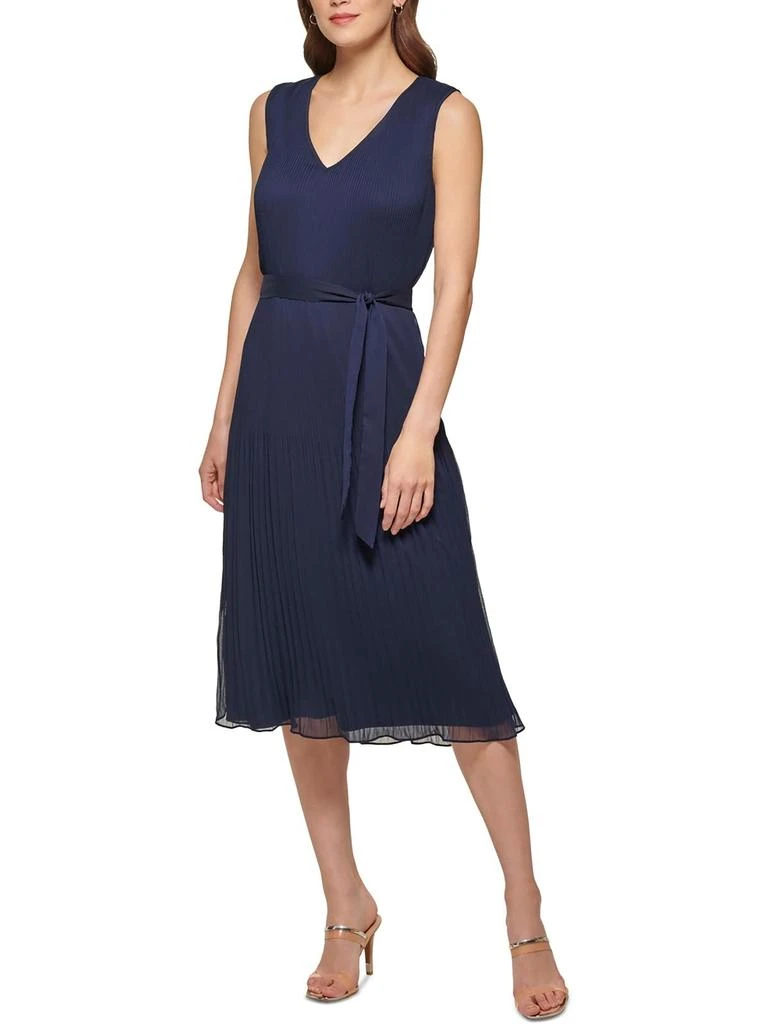 商品DKNY|Womens Pleated Polyester Midi Dress,价格¥655,第1张图片