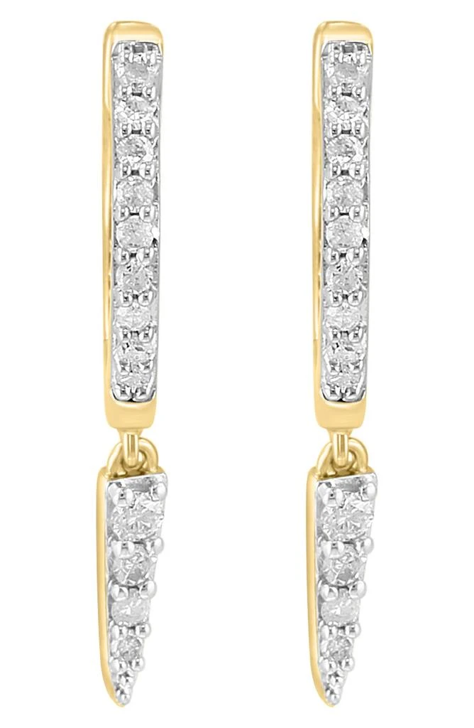 商品Effy|14K Gold Plated Pavé Diamond Drop Huggie Hoop Earrings - 0.20ct.,价格¥1358,第2张图片详细描述