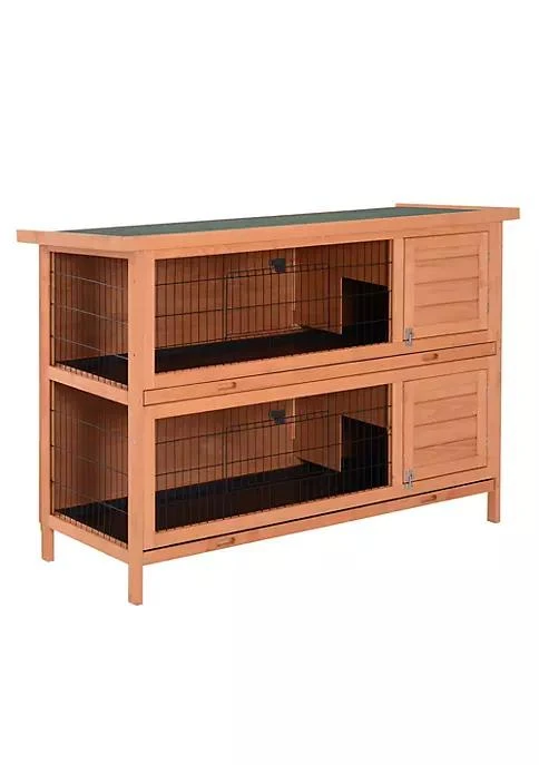 商品belk|54 2 Floor Large Rabbit Hutch Wooden Pet House Bunny Cage Small Animal Habitat With Lockable Doors Run Asphalt Roof For Outdoor Use Orange,价格¥2639,第1张图片