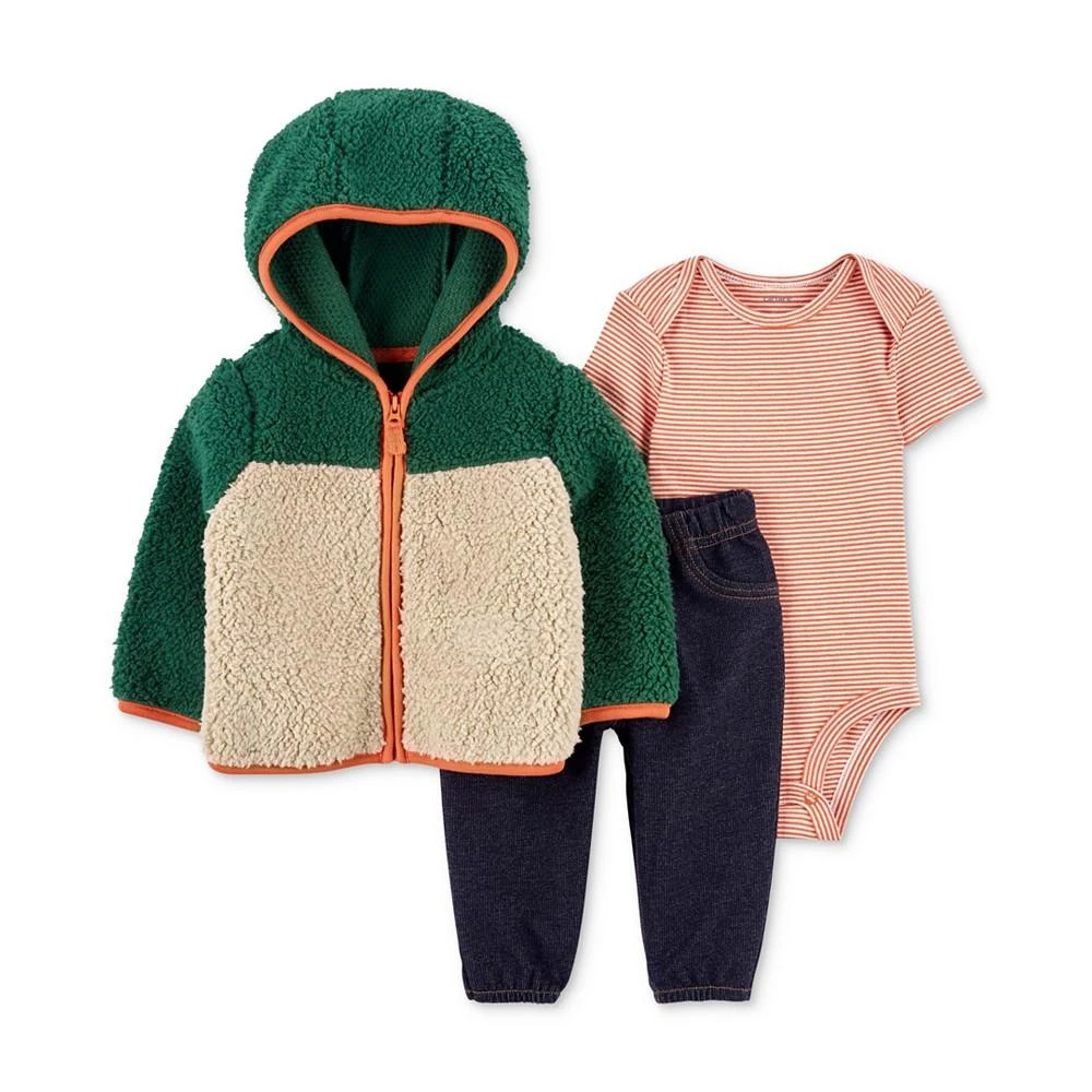商品Carter's|Baby Boys Colorblocked Faux-Sherpa Jacket, Bodysuit and Pants, 3 Piece Set,价格¥139,第1张图片