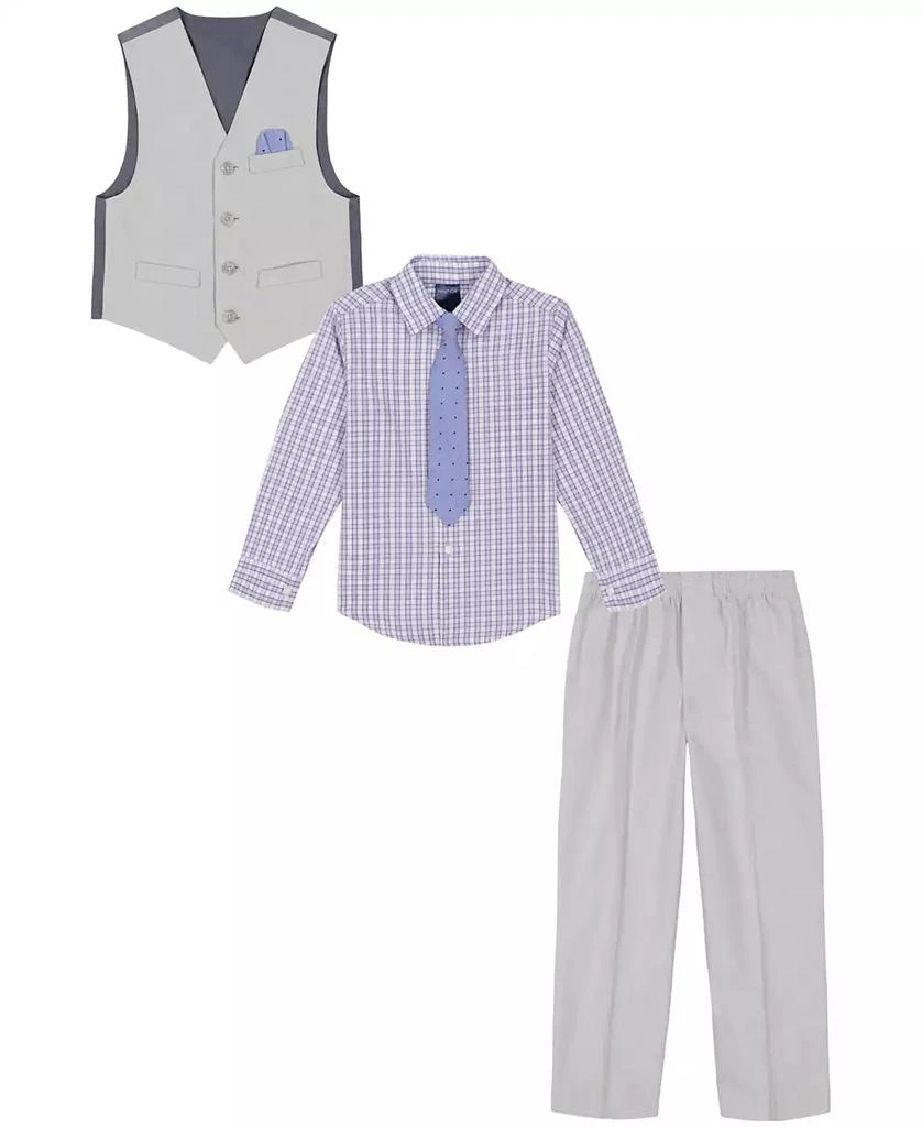 Toddler and Little Boys Machine Washable Oxford Vest, Shirt, Pants, Necktie and Pocket Square, 5 Piece Set 商品