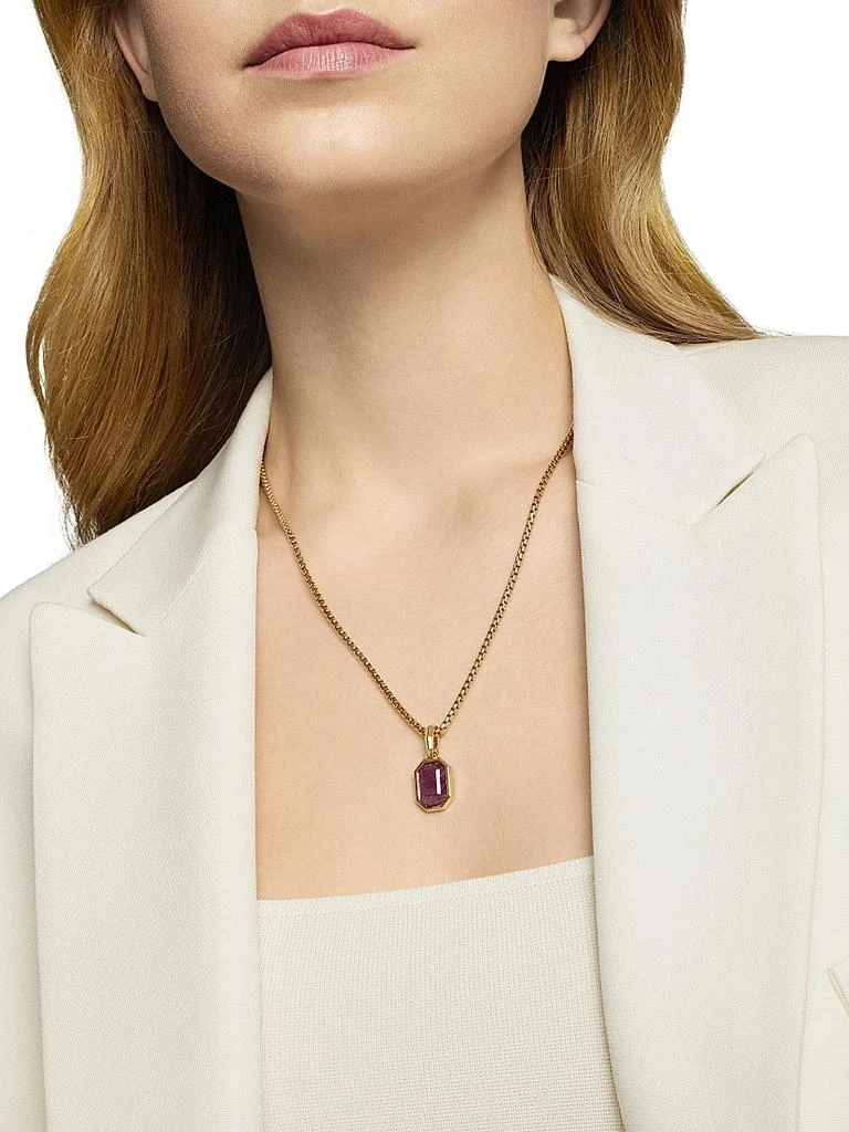 Emerald Cut Amulet in 18K Yellow Gold with Indian Ruby, 16MM 商品