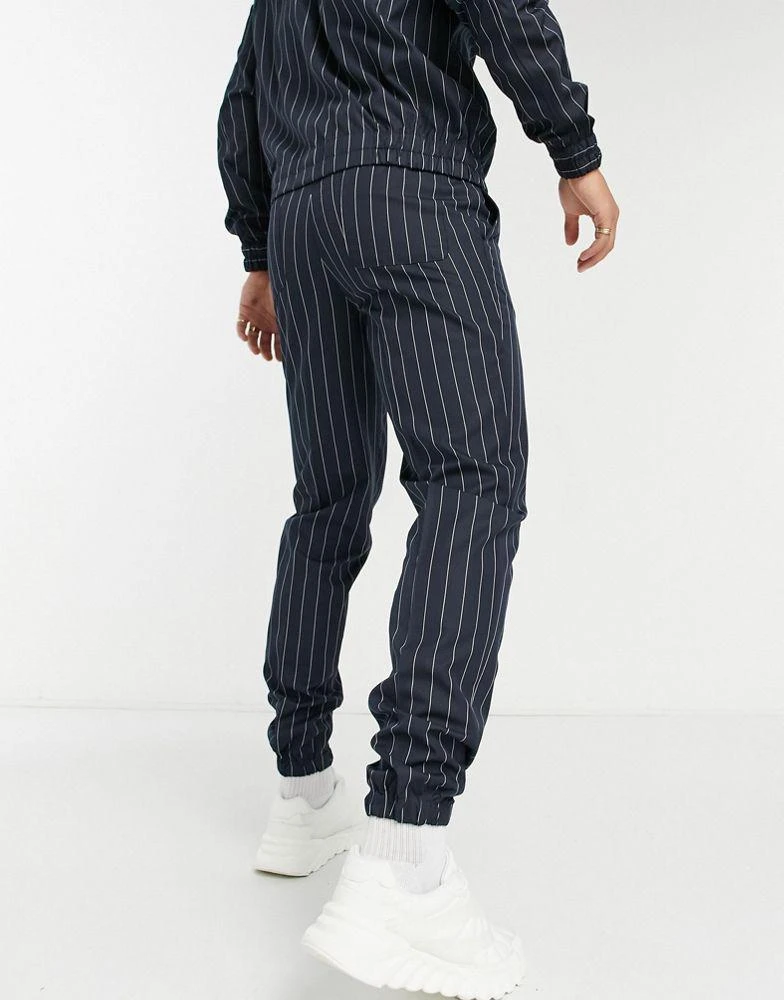 商品ASOS|ASOS DESIGN smart slim fit joggers co-ord in navy pinstripe,价格¥215,第2张图片详细描述