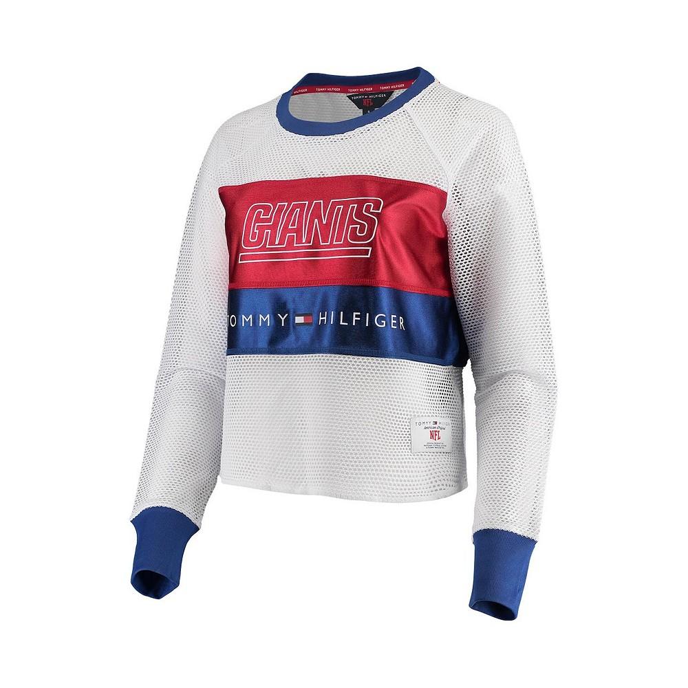 Women's White and Red New York Giants Mesh Raglan Long Sleeve T-shirt商品第3张图片规格展示