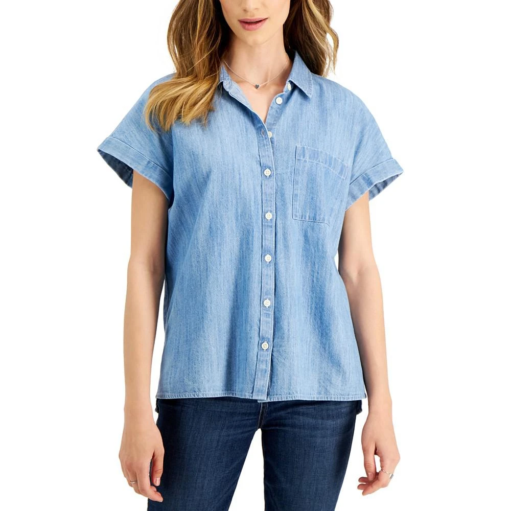 商品Style & Co|Petite Chambray Camp Shirt, Created for Macy's,价格¥119,第1张图片
