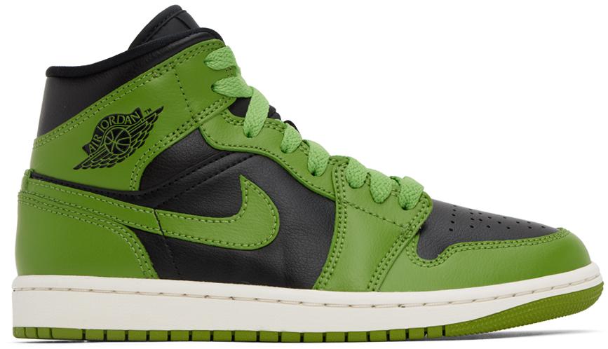 Green & Black Air Jordan 1 Mid Sneakers商品第1张图片规格展示