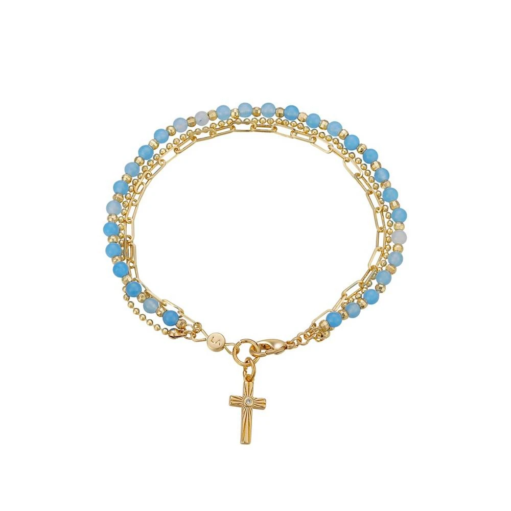 商品Unwritten|Diamond-cut Cross Charm on a Blue Dyed Quartz Bracelet,价格¥203,第1张图片