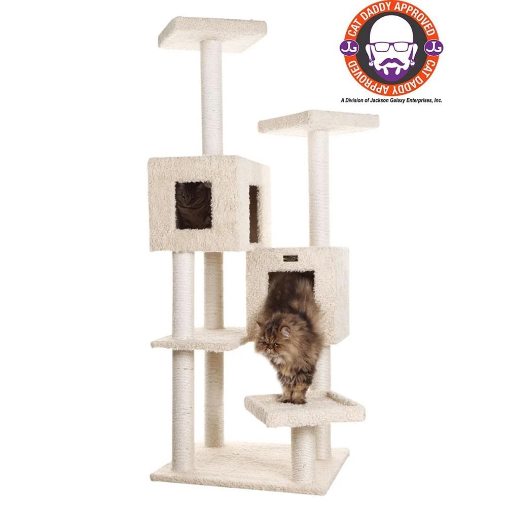 Multi-Level Real Wood Cat Tree With Two Spacious Condos 商品