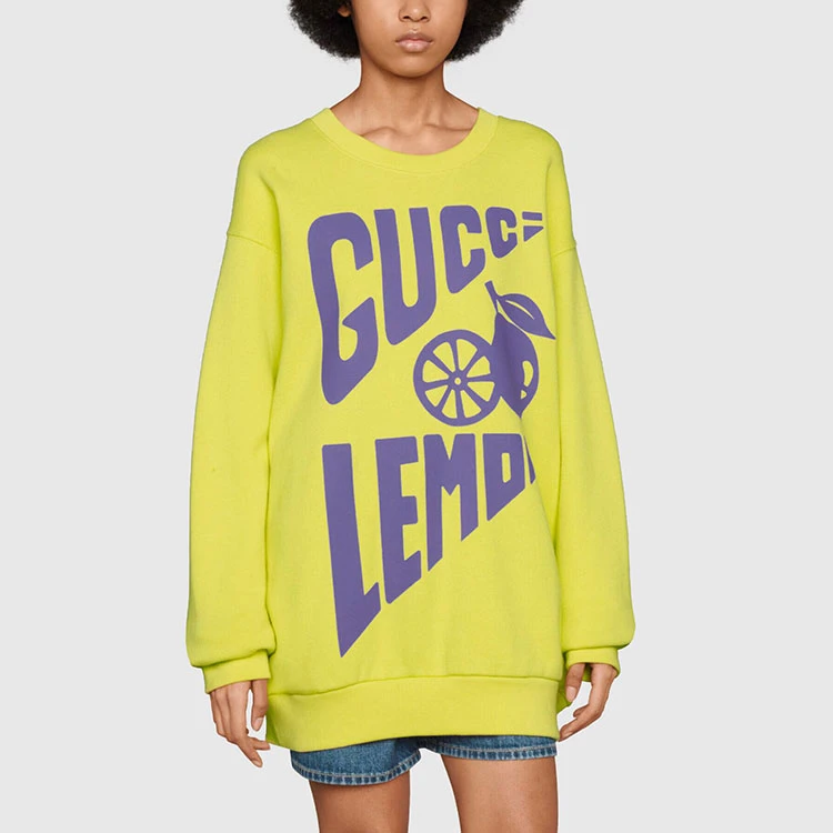 商品[国内直发] Gucci|古驰 FW21 Lemon  印花圆领卫衣 女款 黄色,价格¥2961,第5张图片详细描述
