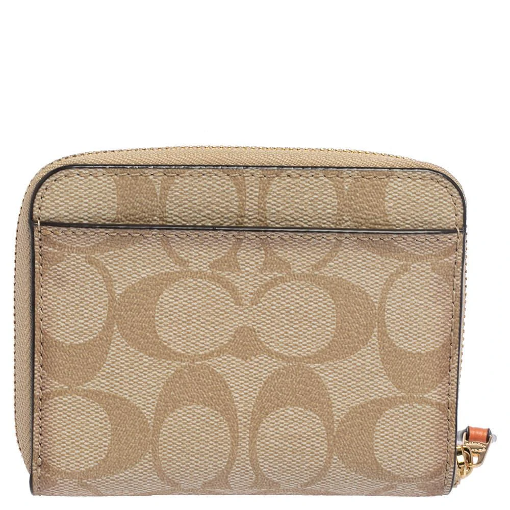 商品[二手商品] Coach|Coach Beige Signature Coated Canvas Strawberry Zip Around Wallet,价格¥1767,第4张图片详细描述