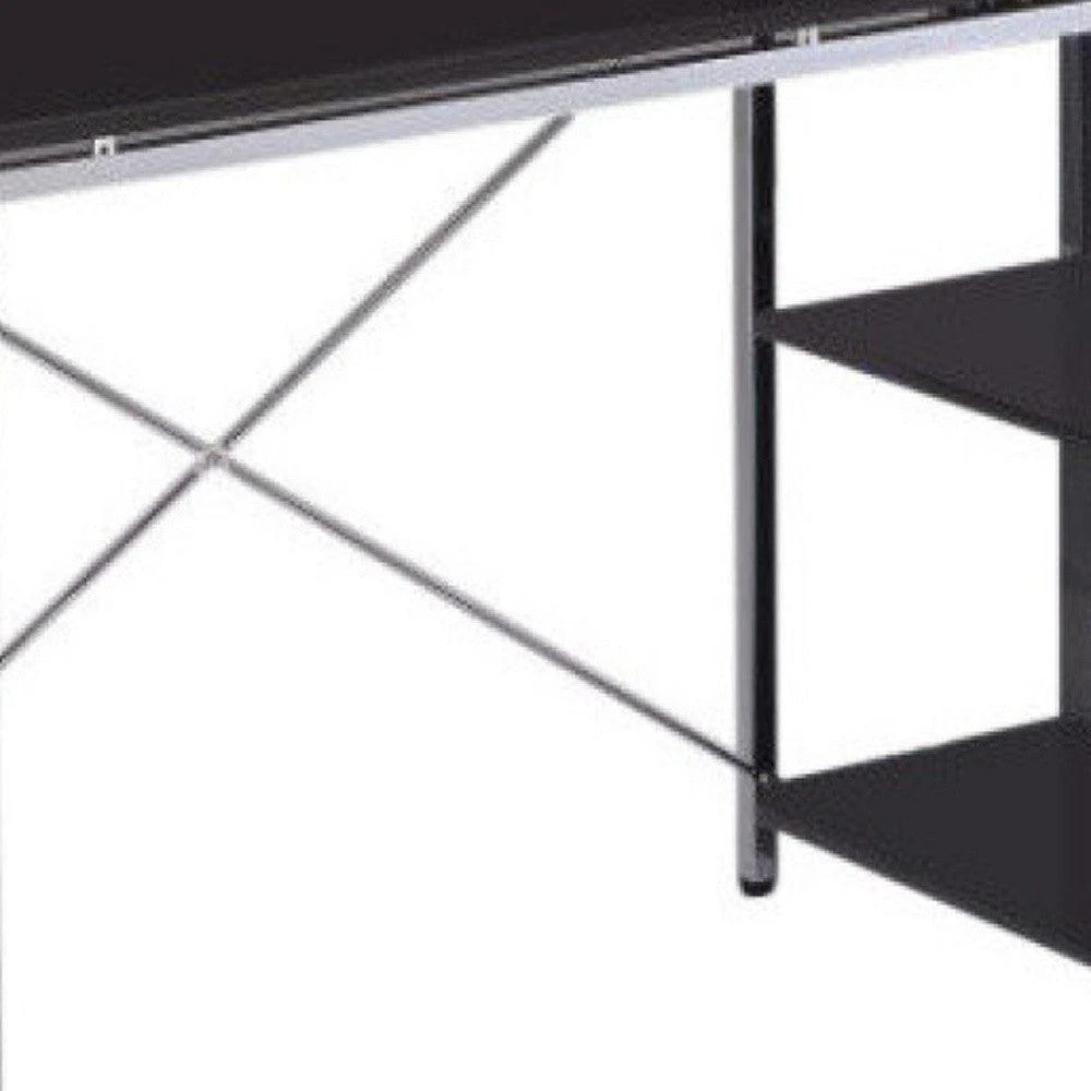 商品Homezia|47" Black and Silver Computer Desk,价格¥2063,第3张图片详细描述