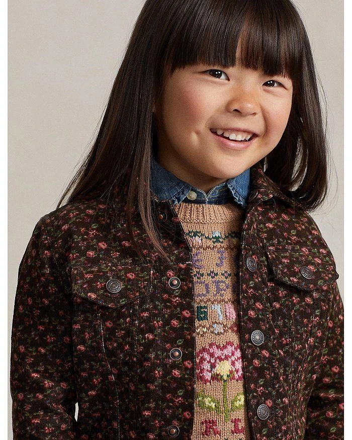 商品Ralph Lauren|Girls' Floral Corduroy Trucker Jacket - Little Kid, Big Kid,价格¥433,第3张图片详细描述