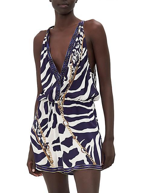 商品Camilla|Silk Zebra Sleeveless Romper,价格¥3946,第5张图片详细描述