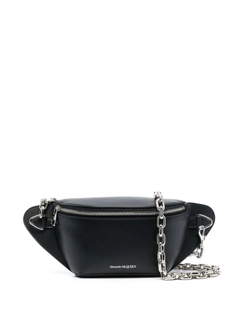 商品Alexander McQueen|Alexander mcqueen men's black leather belt bag,价格¥7734,第1张图片