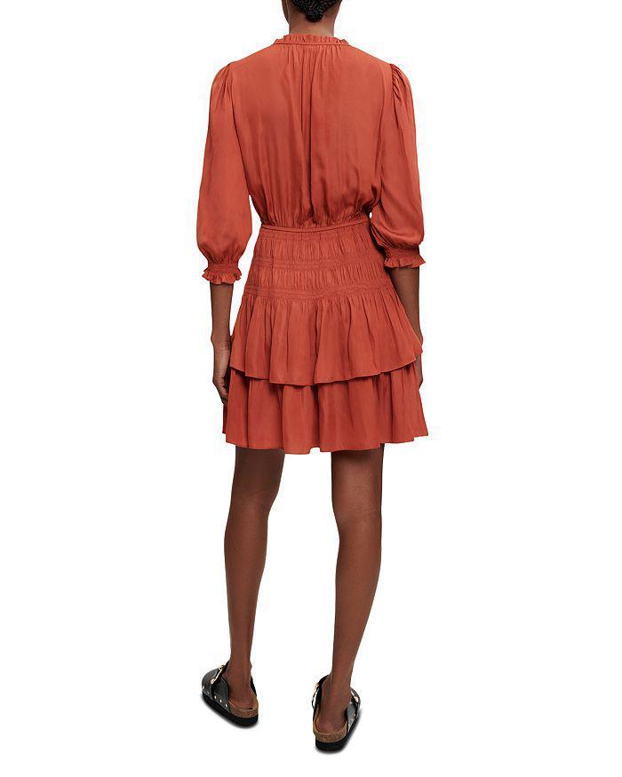 商品Maje|Radji Satin Ruffled Dress,价格¥1302,第4张图片详细描述