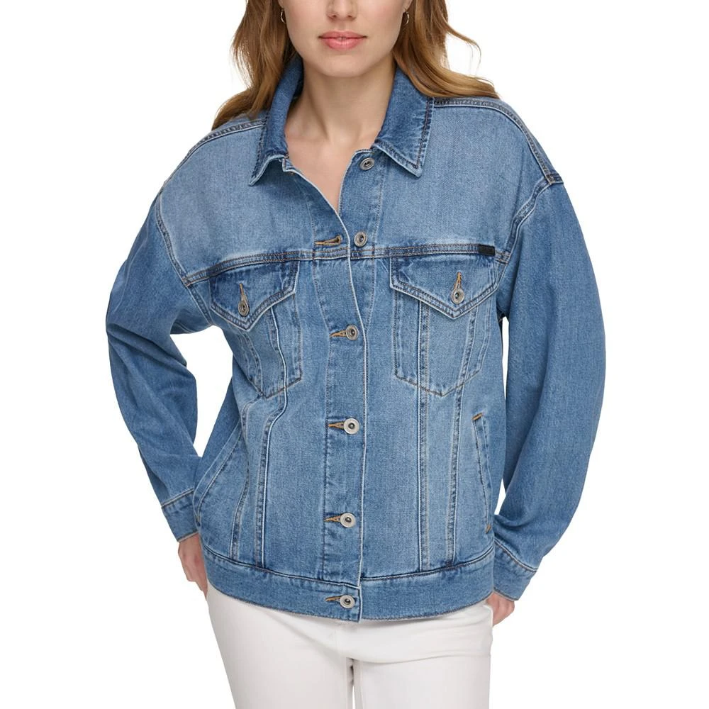 商品DKNY|Women's Cotton Oversized Long-Sleeve Denim Jacket,价格¥326,第1张图片