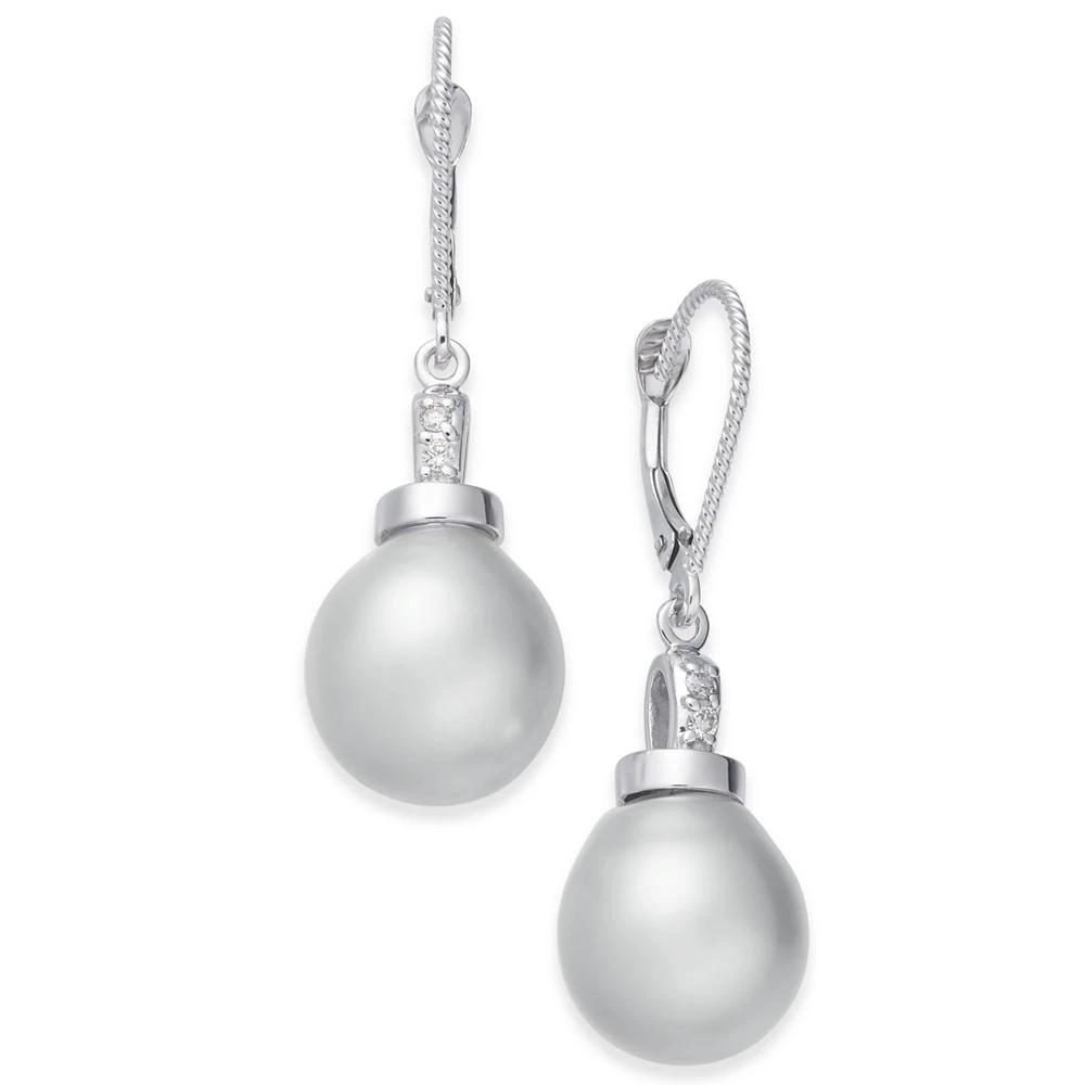 商品Macy's|Cultured Baroque White South Sea Pearl (11mm) & Diamond Accent Drop Earrings in 14k White Gold,价格¥4863,第1张图片