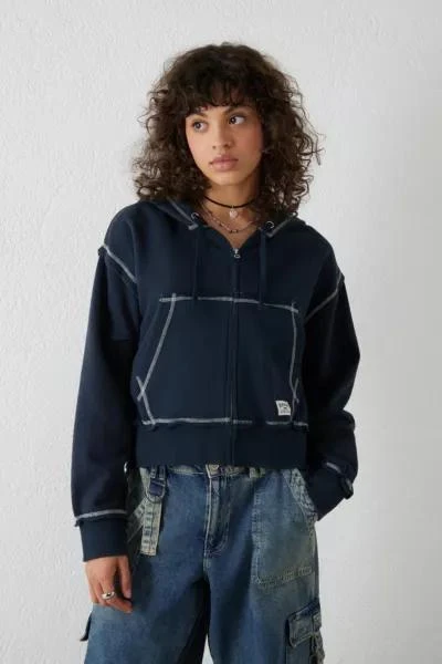 商品BDG|BDG Navy Slouchy Zip-Through Hoodie Sweatshirt,价格¥528,第1张图片