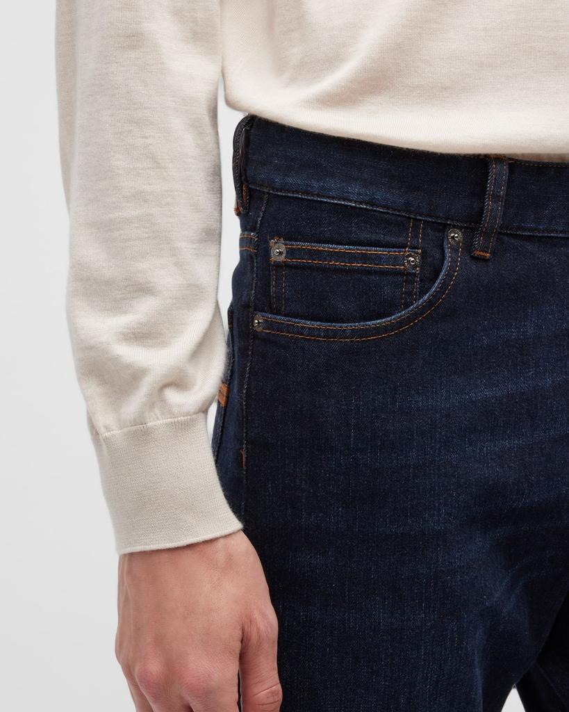 Men's 5-Pocket Dark Wash Denim Jeans商品第6张图片规格展示